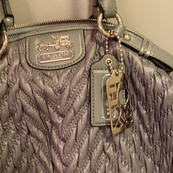 Grey quilted coach purse - Picture 2 of 5